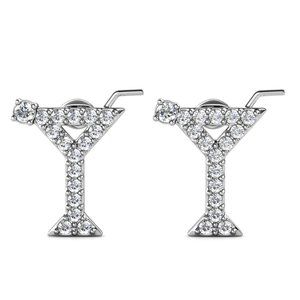 Martini Cocktail Stud Earrings With Australian Crystals‎
